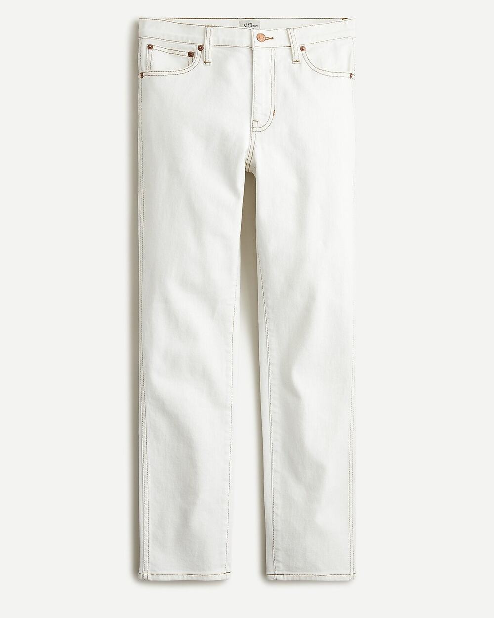 J. Crew 9" Vintage Straight Jeans White with Gold Stitch 5 Pocket Women's 26